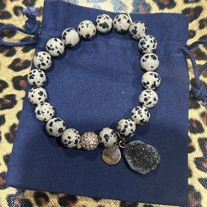 Kinsley Armelle Dalmatian Jasper Bracelet with Charms
